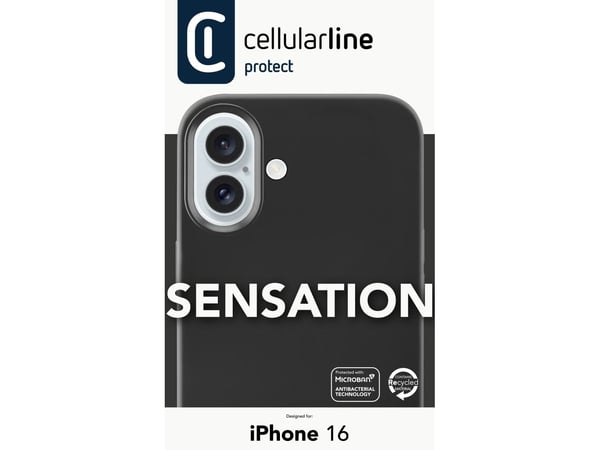 Cellularline 8018080482588, Etui, Apple, iPhone 16, 15,5 cm (6.1"), Svart