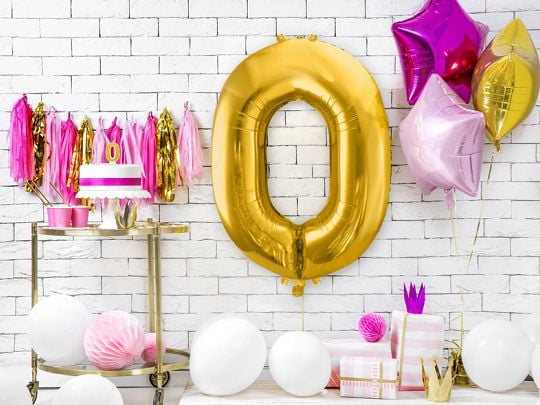 PartyDeco FB1M-0-019, Lekeballong, Folie, Gull, Monokromatisk, Universell, Universell