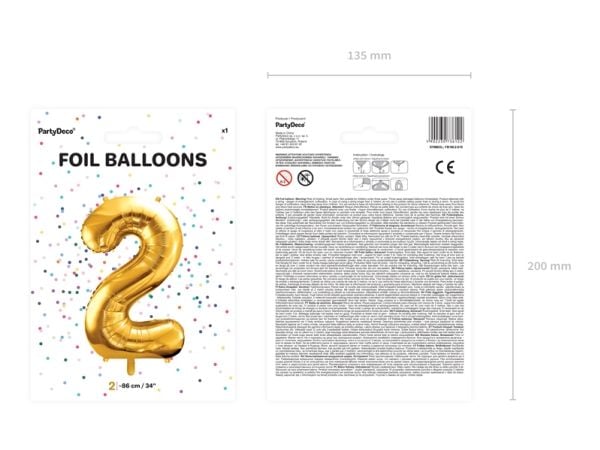PartyDeco FB1M-2-019, Lekeballong, Folie, Gull, Monokromatisk, Universell, Universell
