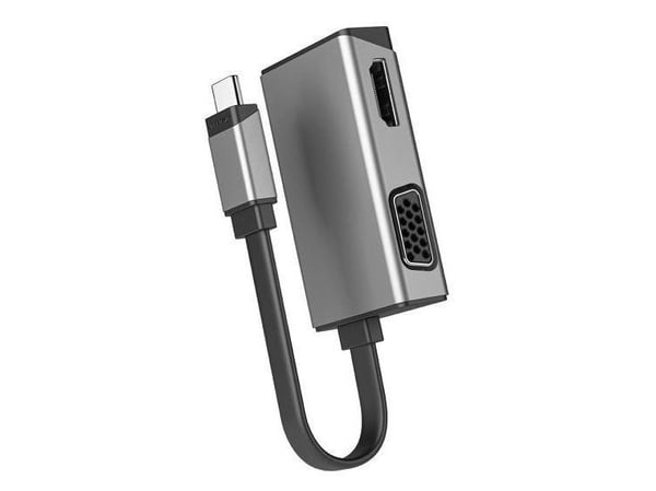 ALOGIC MagForce Duo Play - Videoadapteri - 24-nastainen USB-C han til HD-15 (VGA), HDMI hun - 7,5 cm - avaruusharmaa - 4K60Hz (4096 x 2160) tuki, 1...