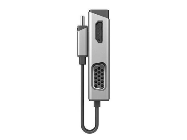 ALOGIC MagForce Duo Play - Videoadapteri - 24-nastainen USB-C han til HD-15 (VGA), HDMI hun - 7,5 cm - avaruusharmaa - 4K60Hz (4096 x 2160) tuki, 1...