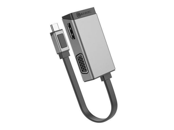 ALOGIC MagForce Duo Play - Videoadapteri - 24-nastainen USB-C han til HD-15 (VGA), HDMI hun - 7,5 cm - avaruusharmaa - 4K60Hz (4096 x 2160) tuki, 1...