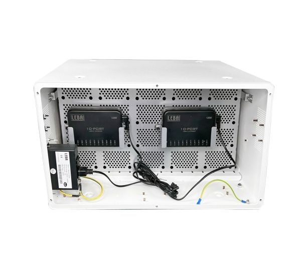 LEBA NoteBox 16 - Lagringsboks (kun lading) - for 16 nettbrett / notebook-er - USB-C - låsbar - stål - hvit - skjermstørrelse: inntiil 12" - veggmo...