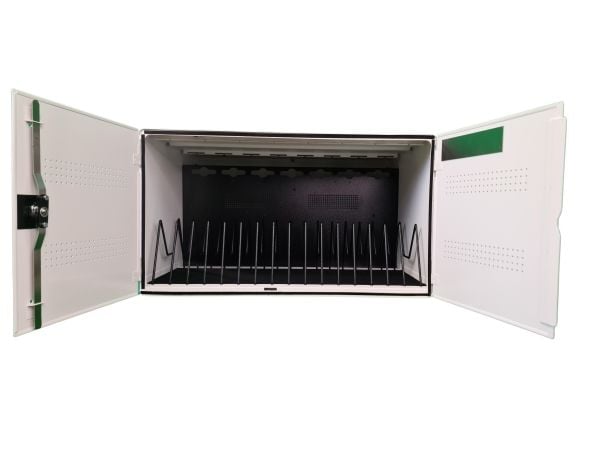 LEBA NoteBox 16 - Lagringsboks (kun lading) - for 16 nettbrett / notebook-er - USB-C - låsbar - stål - hvit - skjermstørrelse: inntiil 12" - veggmo...