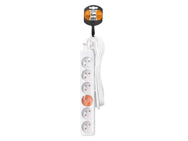 Solight PP63, 5 m, inomhus, Typ E, Typ E, Vinklad, IP20