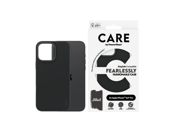 CARE by PanzerGlass - Baksidedeksel for mobiltelefon - MagSafe-samsvar - oleofobisk belegg, termoplast-polyuretan (TPU), polykarbonat (PC) - svart ...