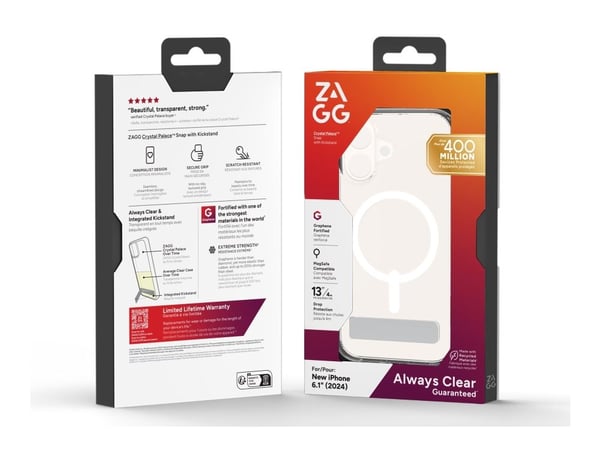 ZAGG Cases Crystal Palace Snap KS Apple iPhone 16 Clear, Suojus, Apple, iPhone 16, 15,5 cm (6.1"), Läpinäkyvä