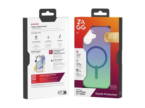 ZAGG Milan Snap - Bagsidecover til mobiltelefon - MagSafe-kompatibilitet - grafen - ravn fjeder - for Apple iPhone 16
