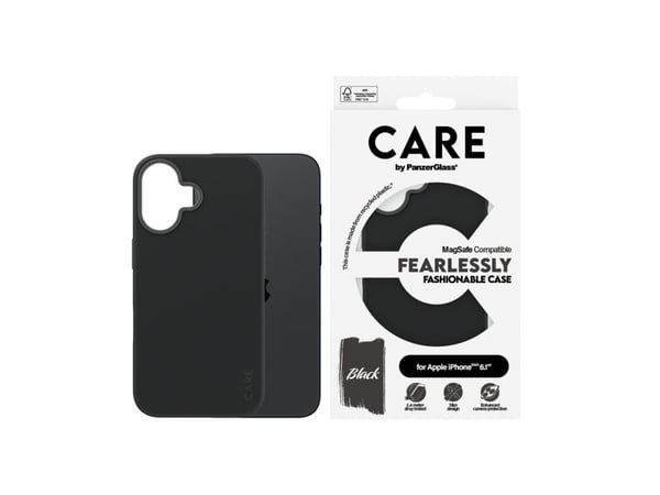 PanzerGlass CARE™ by ® Case Black w. MagSafe iPhone 16, Suojus, Apple, Apple - iPhone 16, musta