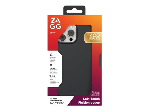 ZAGG Cases Manhattan Snap Apple iPhone 16 Pro Max Black, Suojus, Apple, iPhone 16 Pro Max, 17,5 cm (6.9"), musta