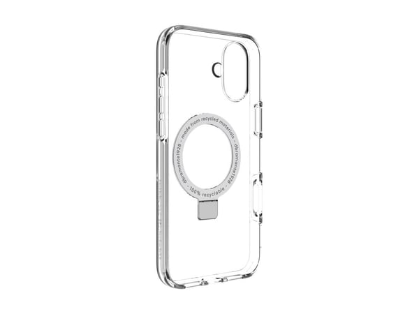 dbramante1928 Iceland Ultra - Baksidesskydd för mobiltelefon - fällbart ställ - MagSafe-kompatibilitet - D3O, plast - klar - för Apple iPhone 16 Plus