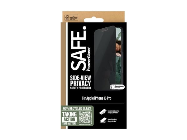 PanzerGlass SAFE. by ® Privacy Screen Protector iPhone 16 Pro | Ultra-Wide Fit, Apple, Apple - iPhone 16 Pro, Asennus kuivana, Naarmuuntumisenkestä...