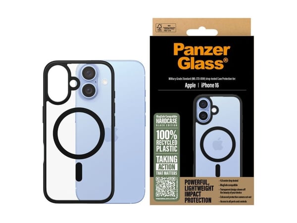 PanzerGlass ® HardCase Transparent w. Black MagSafe & Frame iPhone 16, Suojus, Apple, Apple - iPhone 16, musta