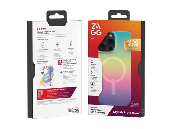 ZAGG Milan Snap - Baksidedeksel for mobiltelefon - MagSafe-samsvar - grafen - iriserende - for Apple iPhone 16 Pro Max