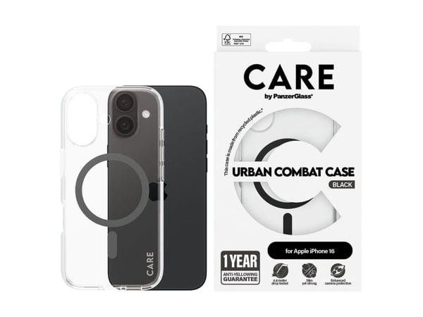 CARE by PanzerGlass Urban Combat - Baksidedeksel for mobiltelefon - MagSafe-samsvar - oleofobisk belegg, termoplast-polyuretan (TPU), polykarbonat ...
