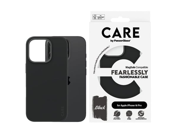 CARE by PanzerGlass - Baksidedeksel for mobiltelefon - MagSafe-samsvar - oleofobisk belegg, termoplast-polyuretan (TPU), polykarbonat (PC) - svart ...