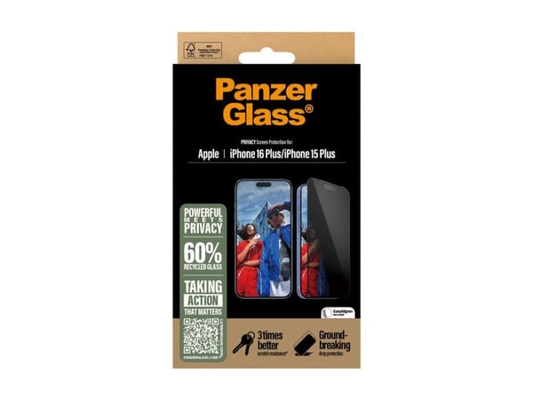 PanzerGlass ® Privacy Screen Protection iPhone ''24 6,7" | 15 Plus | Ultra-Wide Fit