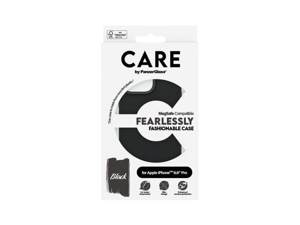 CARE by PanzerGlass - Baksidedeksel for mobiltelefon - MagSafe-samsvar - oleofobisk belegg, termoplast-polyuretan (TPU), polykarbonat (PC) - svart ...
