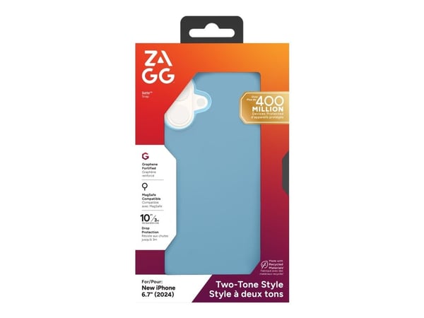 Zagg SoHo Snap - Baksidesskydd för mobiltelefon - MagSafe-kompatibilitet - grafen, termoplastisk polyuretan (TPU), plast - blå - för Apple iPhone 1...
