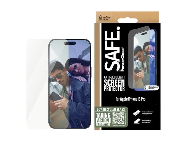 SAFE. by PanzerGlass - Skjermbeskyttelse for mobiltelefon - anti-blått lys, ultrabred passform - glass - for Apple iPhone 16 Pro