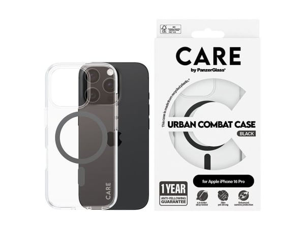 CARE by PanzerGlass Urban Combat - Baksidedeksel for mobiltelefon - MagSafe-samsvar - oleofobisk belegg, termoplast-polyuretan (TPU), polykarbonat ...