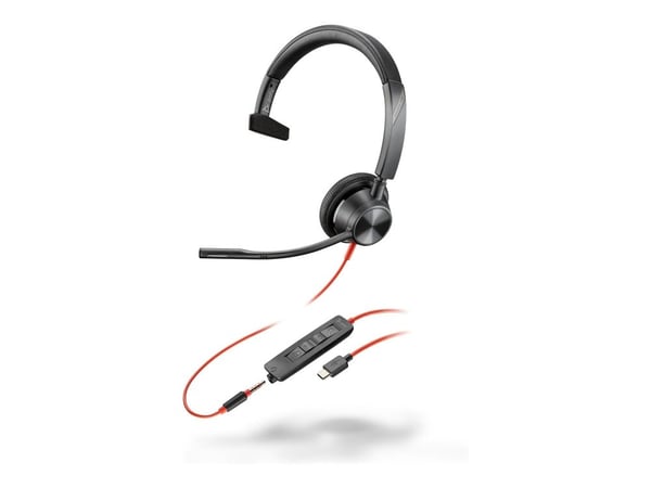 HP Poly Blackwire 3315 - Blackwire 3300 series - hodesett - on-ear - kablet - 3,5 mm jakk, USB-C - svart - UC-sertifisert