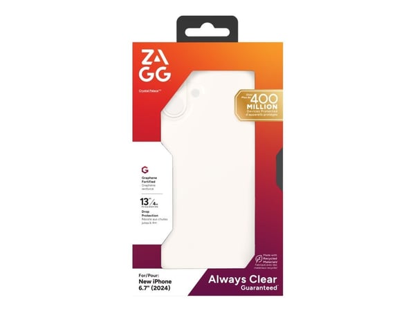 Zagg Crystal Palace - Baksidedeksel for mobiltelefon - blank - for Apple iPhone 16 Pro