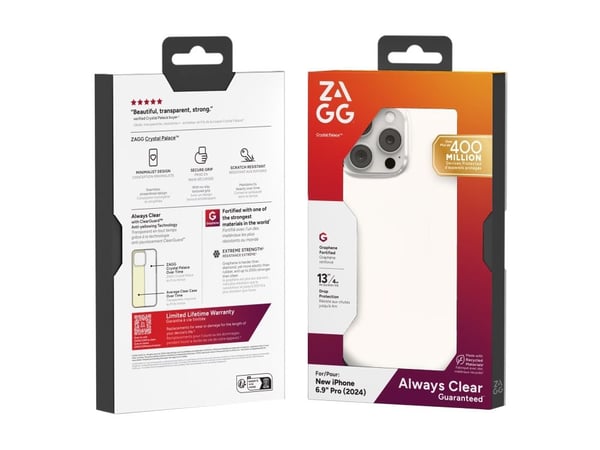 Zagg Crystal Palace - Baksidedeksel for mobiltelefon - blank - for Apple iPhone 16 Pro Max