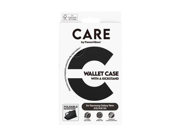 CARE by PanzerGlass - Flipdeksel for mobiltelefon - med kickstand - vegansk skinn - for Samsung Galaxy A16, A16 5G