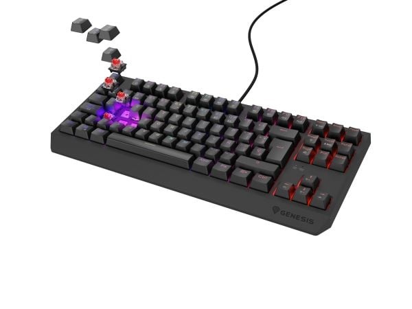 GENESIS Thor 230 TKL, Koblet med ledninger (ikke trådløs), USB, Mekanisk nøkkelbryter, QWERTY, RGB LED, Sort