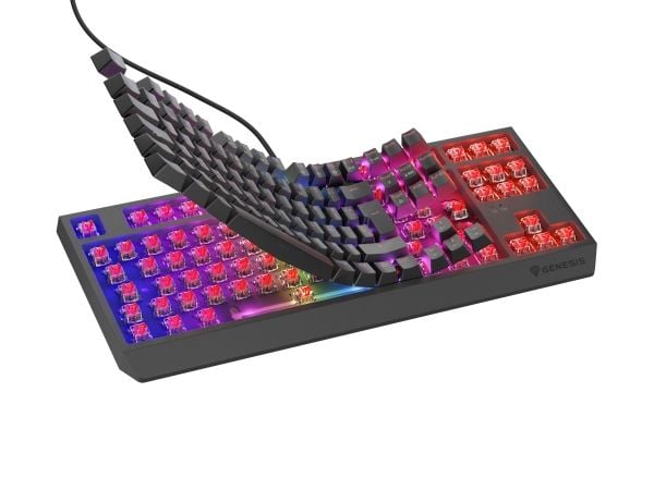 GENESIS Thor 230 TKL, Koblet med ledninger (ikke trådløs), USB, Mekanisk nøkkelbryter, QWERTY, RGB LED, Sort