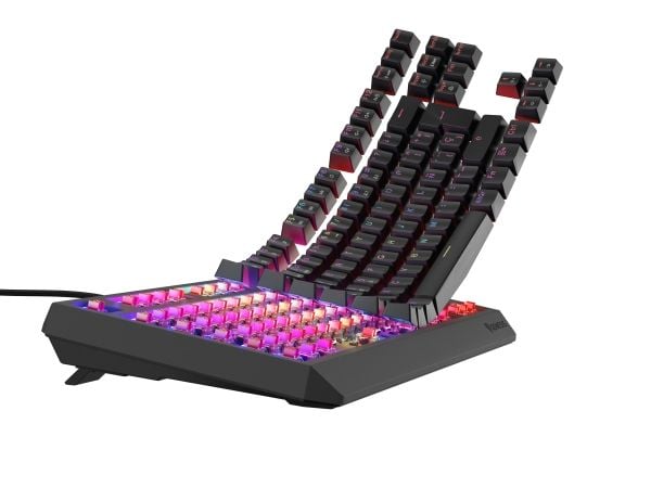 GENESIS Thor 230 TKL, Koblet med ledninger (ikke trådløs), USB, Mekanisk nøkkelbryter, QWERTY, RGB LED, Sort