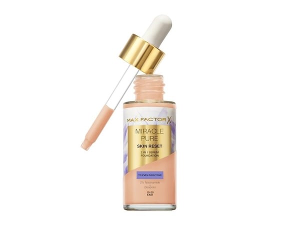 Max Factor Miracle Pure 2in1 Skin Reset, Dropper Bottle, Flytende, Sensitiv hud, Toning, Lys, Beige