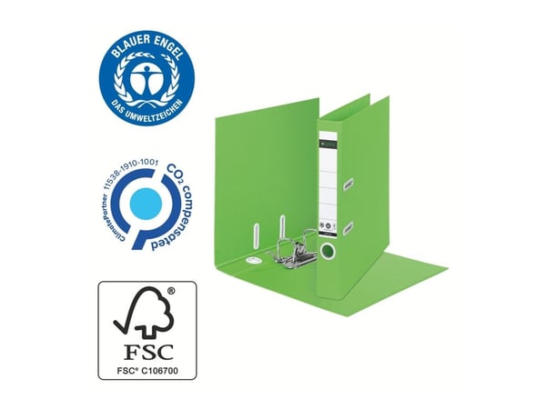 Leitz 180° Recycle - Hevarmbuefil - bokryggbredde: 55 mm - for A4 (210 x 297 mm) - kapasitet: 350 ark - grønn
