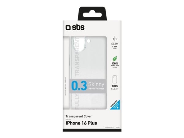 SBS TESKINIP1667T, Etui, Apple, iPhone 16 Plus, 17 cm (6.7"), Gjennomsiktig