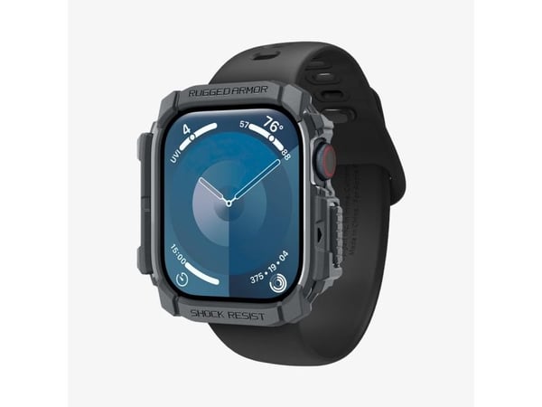Spigen Rugged Armor, Etui, Smartklokke, Mørkegrå, Apple, Apple Watch 10 (42mm), Termoplastisk polyuretan (TPU)