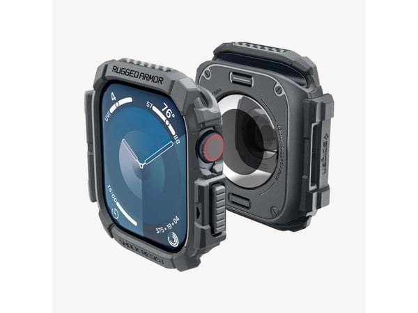 Spigen Rugged Armor, Etui, Smartklokke, Mørkegrå, Apple, Apple Watch 10 (42mm), Termoplastisk polyuretan (TPU)