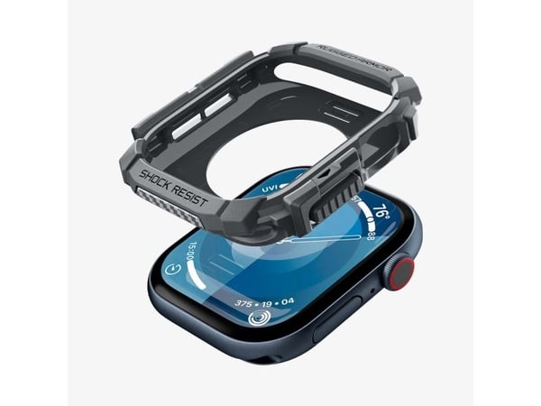 Spigen Rugged Armor, Etui, Smartklokke, Mørkegrå, Apple, Apple Watch 10 (42mm), Termoplastisk polyuretan (TPU)