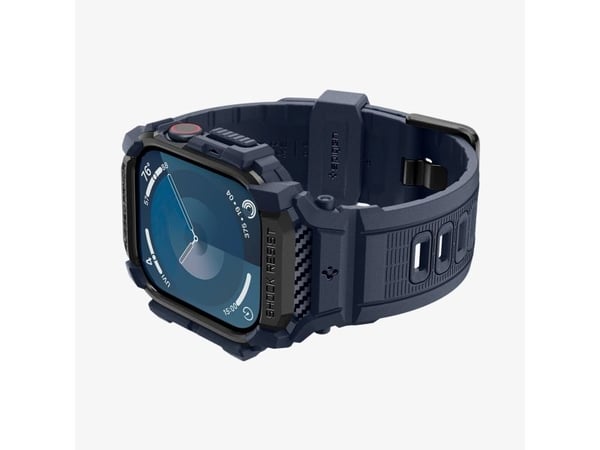 Spigen Rugged Armor Pro, Etui + bånd, Smartklokke, Marineblå, Apple, Apple Watch 10 (46mm), Termoplastisk polyuretan (TPU)