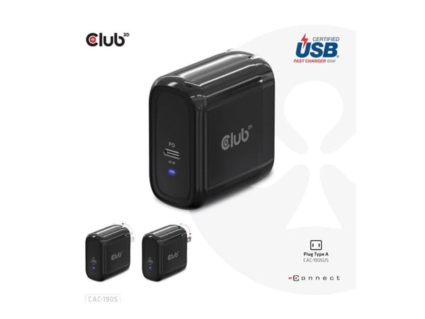 Club 3D CAC-1905 - Strømadapter - AC 100-240 V - 65 watt