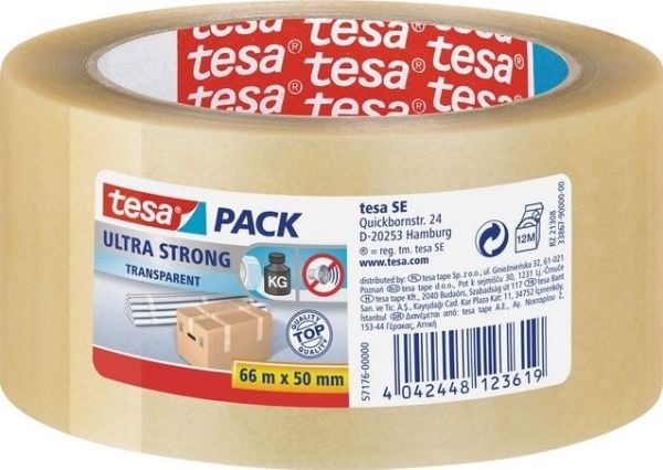 Tesapack Ultra Strong - Pakketape - 50 mm x 66 m - PVC - transparent