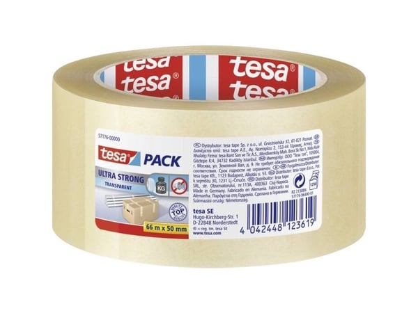 Tesapack Ultra Strong - Pakketape - 50 mm x 66 m - PVC - transparent