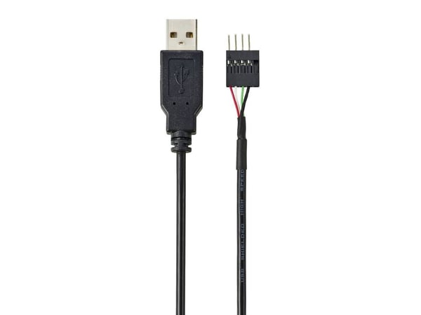 Renkforce USB-kaapeli USB 2.0 IDC-liitin 4pin, USB-A urosliitin 0.40m Musta Punottu suoja RF-5719750