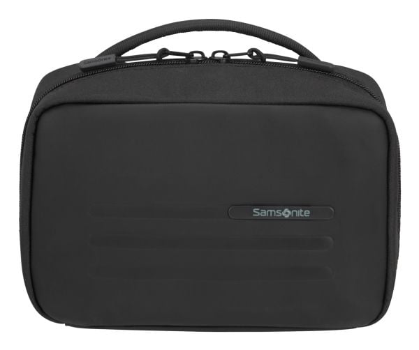 Samsonite Stackd toalettsett, toalettmappe, polyuretan (PU), resirkulert polyetylentereftalat (rPET), svart, monokromatisk, glidelås, 220 mm