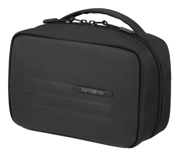 Samsonite Stackd toalettsett, toalettmappe, polyuretan (PU), resirkulert polyetylentereftalat (rPET), svart, monokromatisk, glidelås, 220 mm