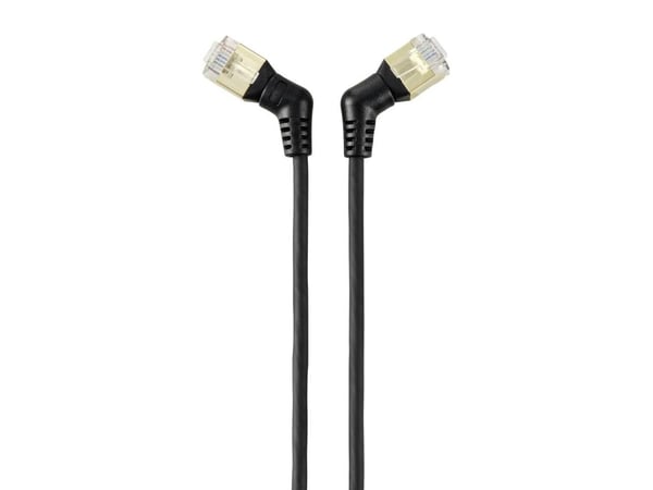 Renkforce RF-6071556 RJ45 Verkkokaapeli, patch-kaapeli CAT 8.2 S/FTP 2.00 m Musta #####Pistokkeet 360° käännettävissä, #####Kulmainen kaapelilähtö ...