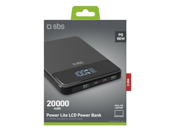 SBS TTBB20000PD100W, 20000 mAh, Adaptive Fast Charging, musta