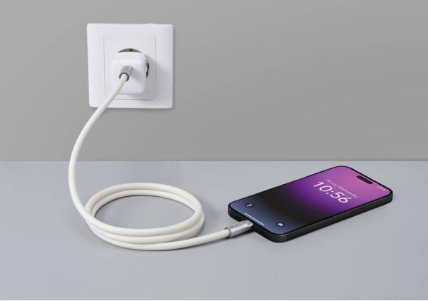 Renkforce RF-6056876, 1 m, USB C, USB C, USB 2.0, 0,48 Gbit/s, Hopea, Valkoinen