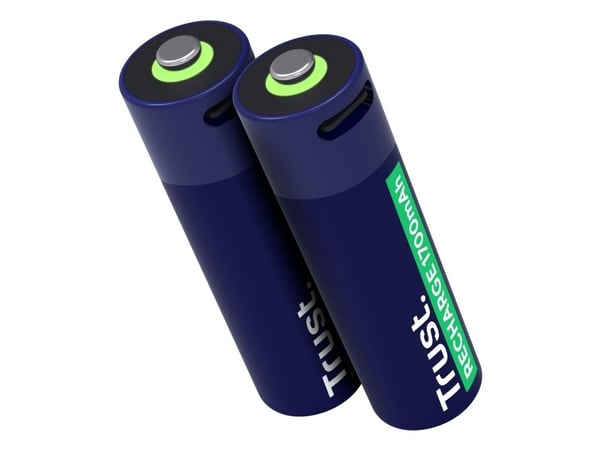 Trust 25584, Oppladbart batteri, AA, 2 stk, 1700 mAh, 2 timer, Kortslutning
