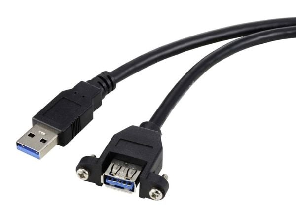 Renkforce RF-5720388, 1 m, USB A, USB A, USB 3.2 Gen 1 (3.1 Gen 1), 5 Gbit/sek., Sort
